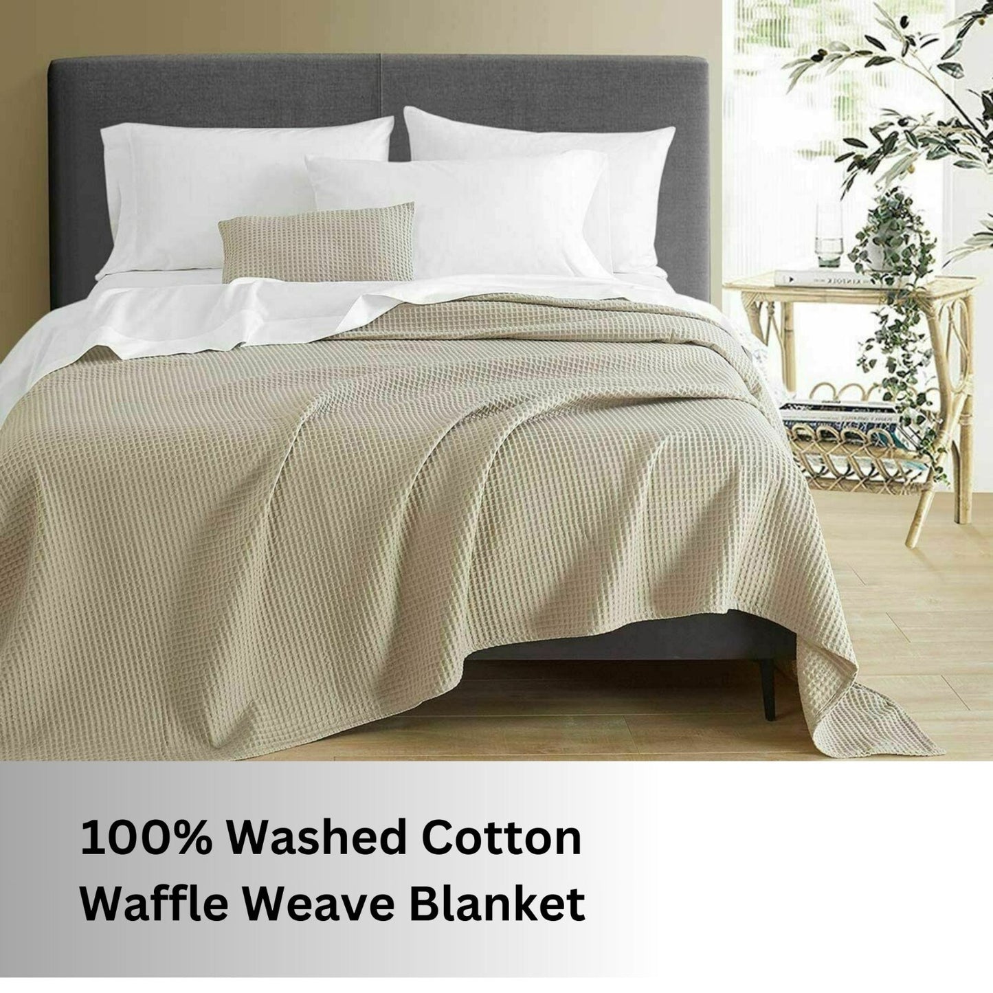 100 PURE COTTON Honeycomb Waffle Throw Snug Warm Sofa Bed Throw Large Pillowcase