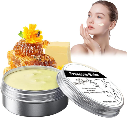 Beef Tallow Honey Balm - Beef Tallow Skin Care Cream - Grass-Fed Tallow Moisturiser with Honey & Frankineense - Skin Barrier Repair Freedom Balm - Deep Nourish,Lasting Moisturizing Dry Skin Care