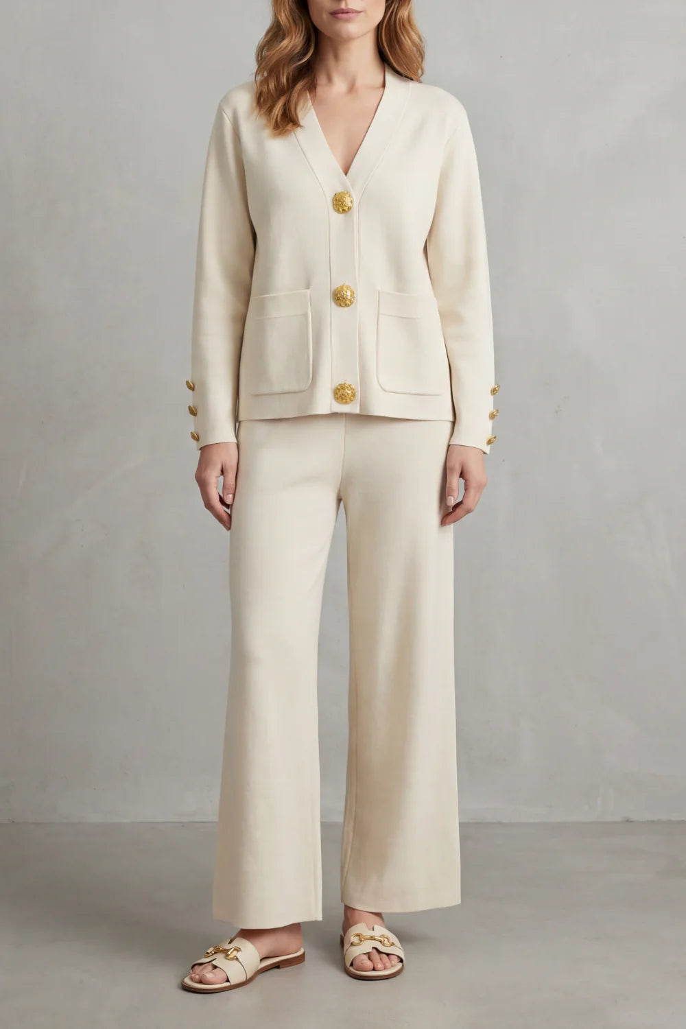 Gold Button Detail – Buttoned Lounge Set