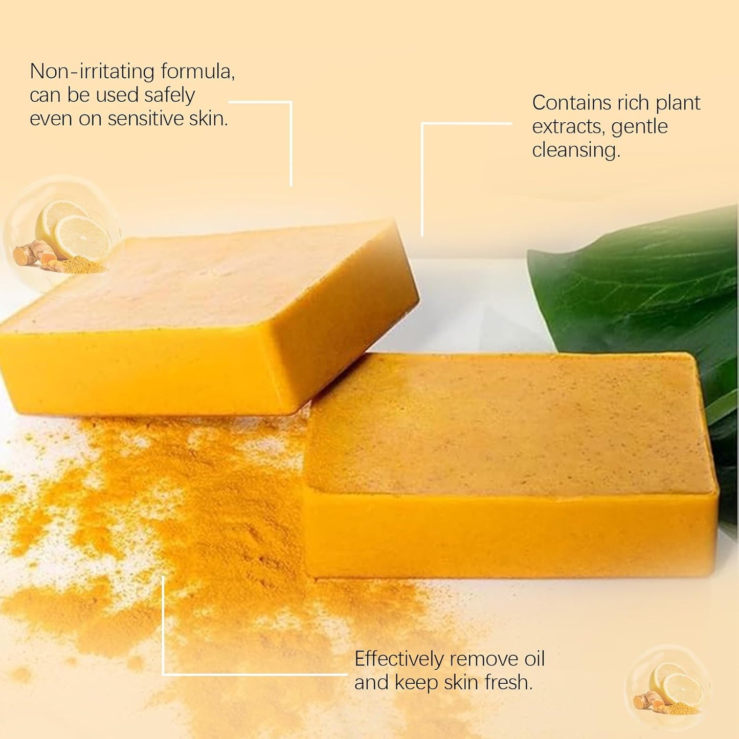 Kojic Acid & Turmeric Soap Set - Natural Lemon Brightening Bar for Acne, Dark Spots, Hyperpigmentation, and Smooth Skin - Deep Cleansing and Refreshing Formula (3 Pieces)