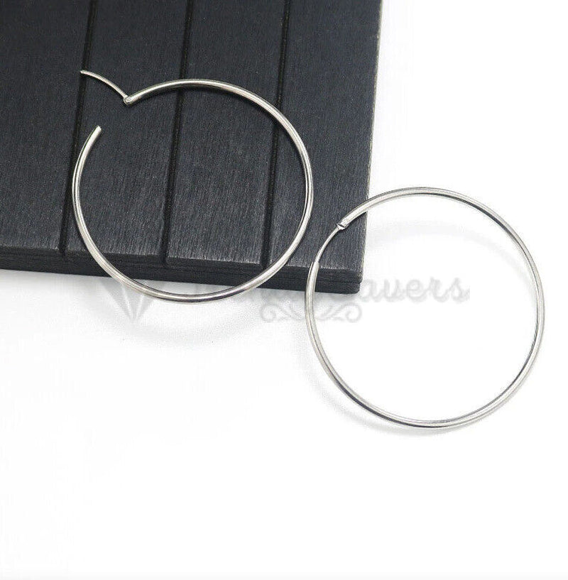 18Ct Gold Plated Silver Stainless Steel Seamless Large Small Thin Hoop Earrings