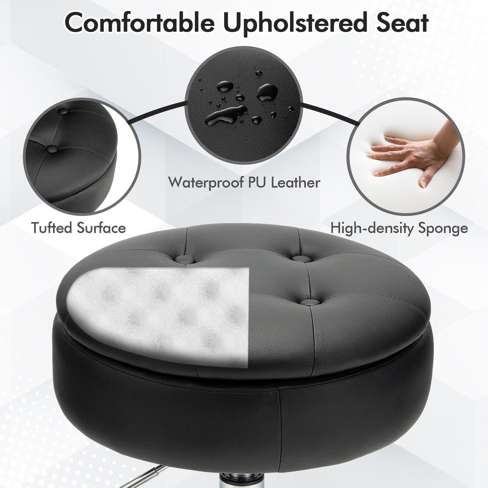 360° Swivel Vanity Stool with Removable Tray Lid