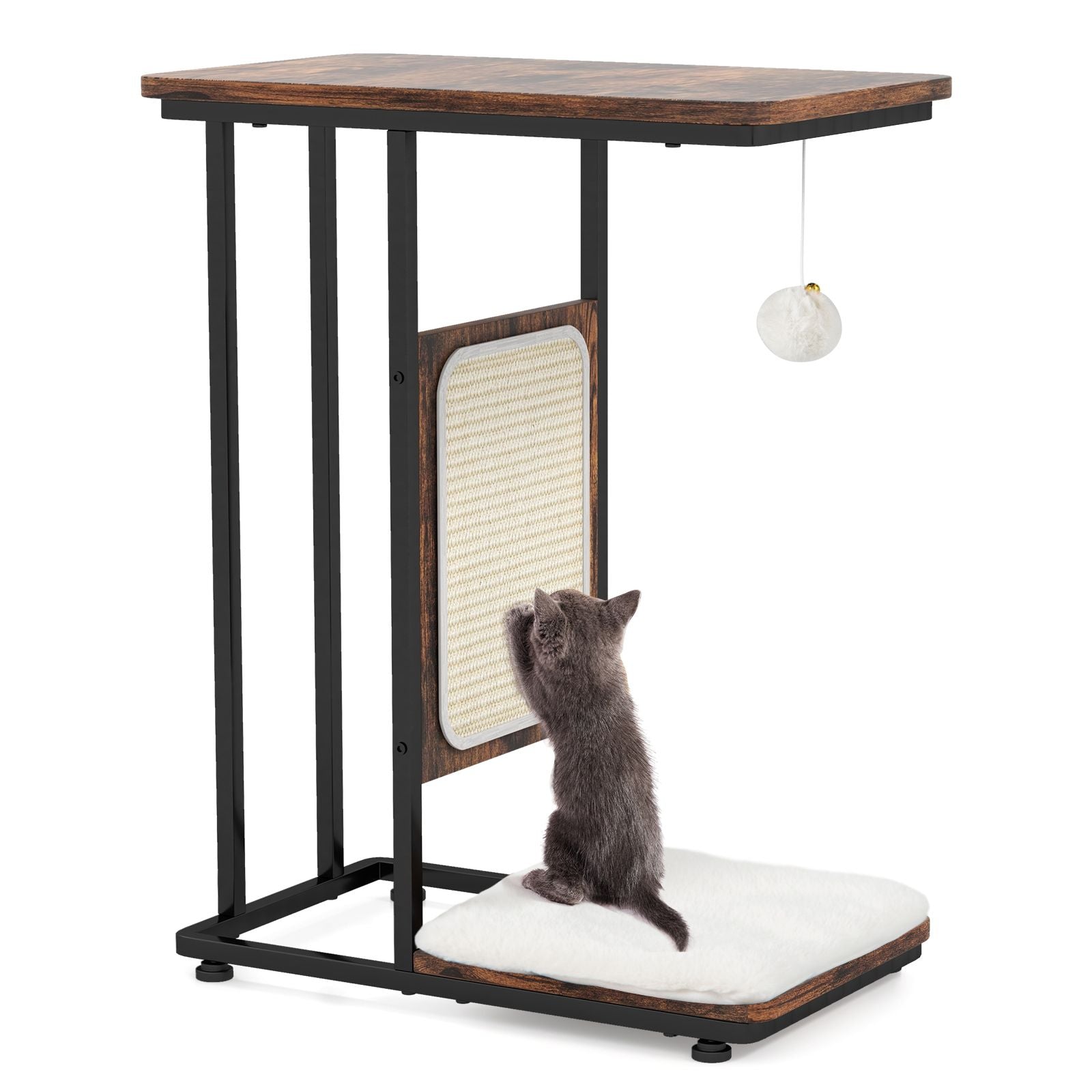 Cat Tree and End Table with Scratching Board and Cushion
