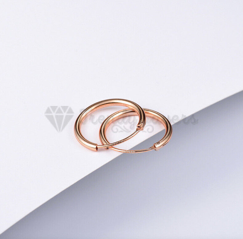 18Ct Gold Plated Silver Stainless Steel Seamless Large Small Thin Hoop Earrings