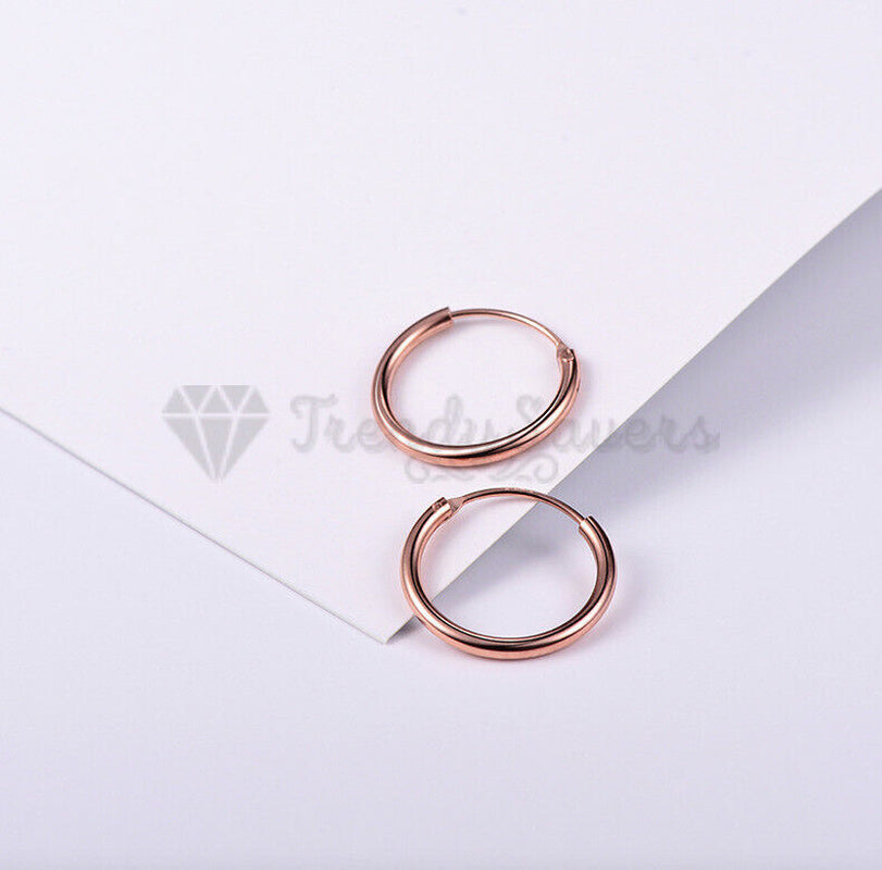 18Ct Gold Plated Silver Stainless Steel Seamless Large Small Thin Hoop Earrings