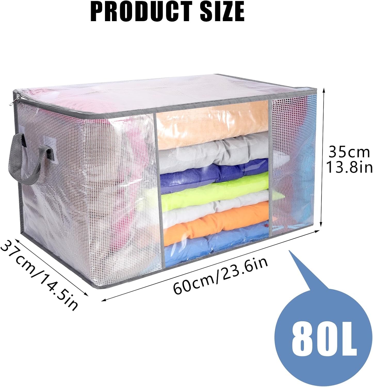4 Pcs Clear Clothes Storage Bags, 80L Bedding Storage Bags Foldable Storage Bags