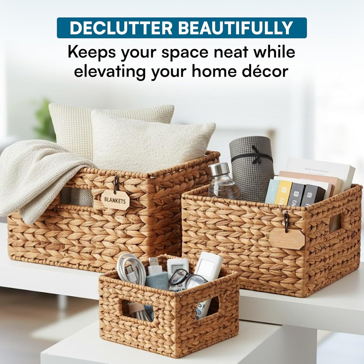 STO-02882 Nesting Banana Leaf Baskets, Multisize, 3-Pack,Natural