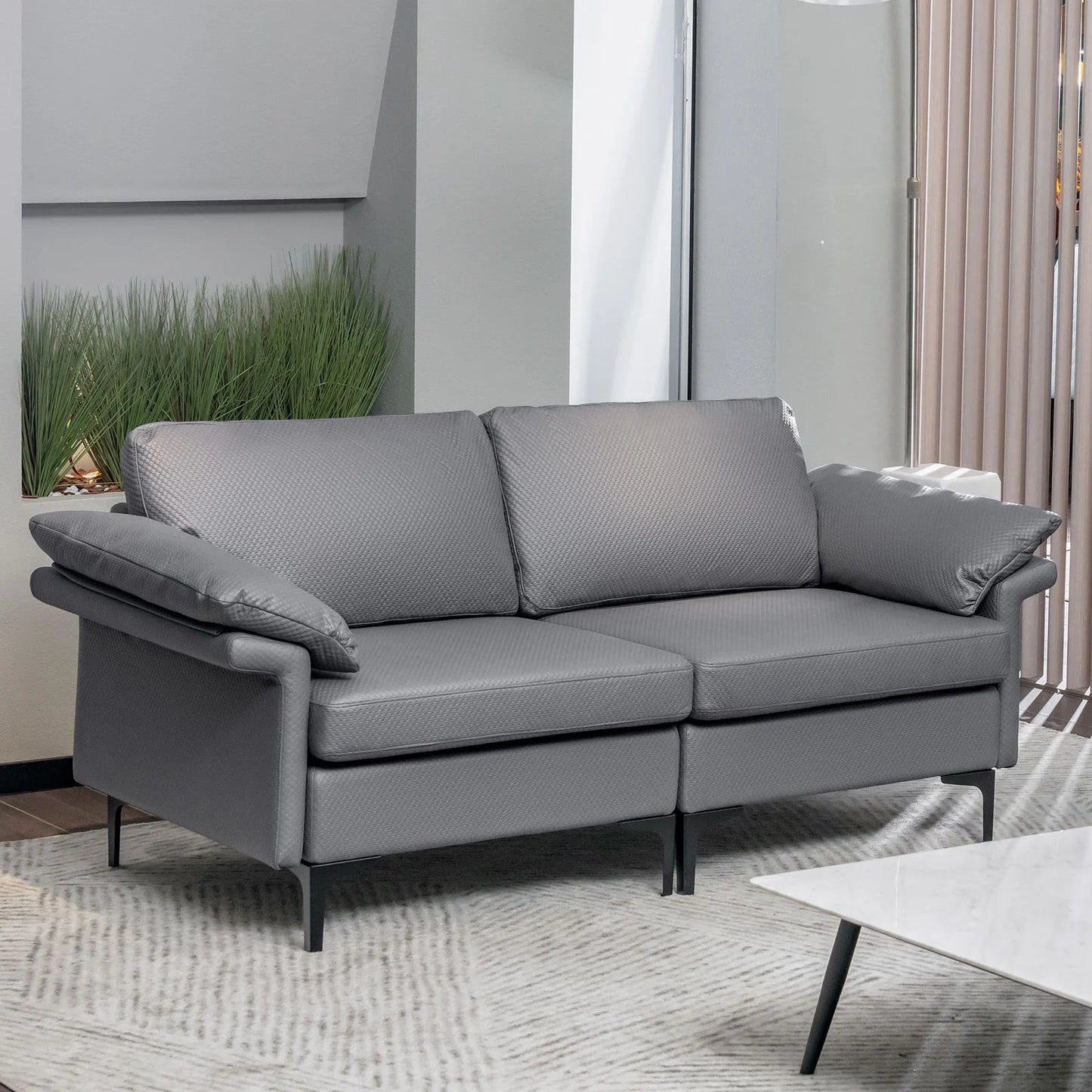 L-Shaped 2-Seater Upholstered Sectional Couch