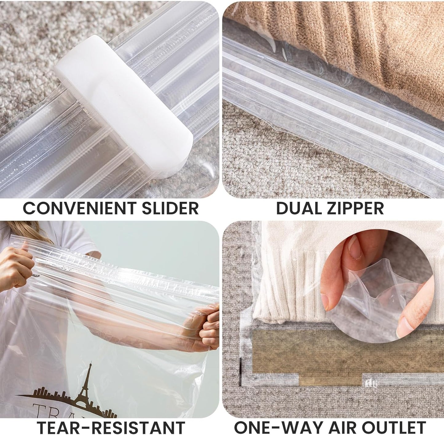 Small Vacuum Bags for Clothes Travel Vacuum Storage Bags 10Pack (40 X 60CM) Reusable Vacuum Storage Bags for Clothes Saves 80% of Storage Space Saver Bags for Clothes, Bedding, Moving